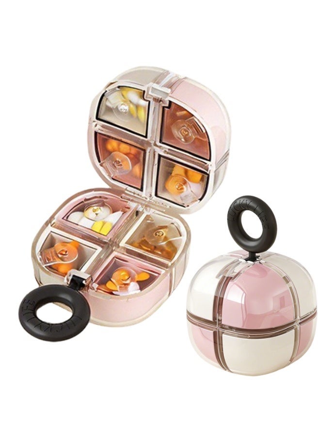 Magnetic Portable Daily Pill Box,  Magic Cube 8-Grid Double‑Layer Travel Pill Organizer Storage, Detachable Moisture‑Proof Pill Case with Carry Ring, Daily Vitamins Supplements Container - Image 1