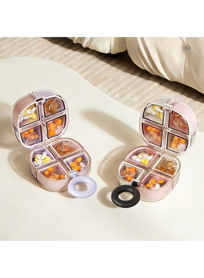 Magnetic Portable Daily Pill Box,  Magic Cube 8-Grid Double‑Layer Travel Pill Organizer Storage, Detachable Moisture‑Proof Pill Case with Carry Ring, Daily Vitamins Supplements Container - Image 3