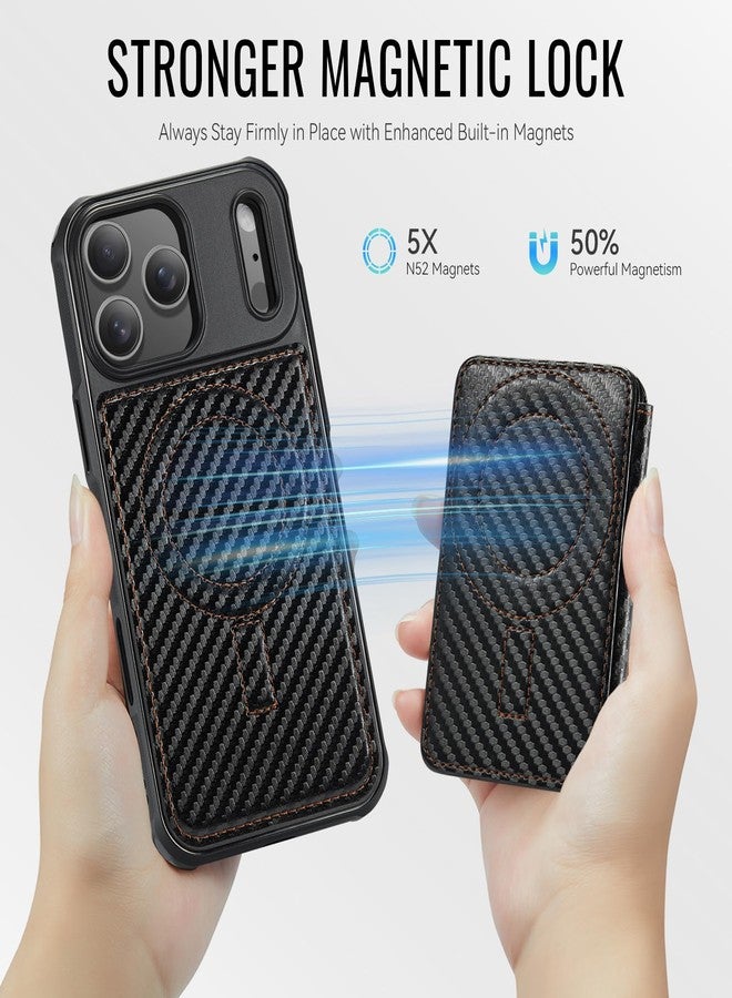 Usroom for iPhone 17 Pro Max Case Wallet Compatible with Magsafe, RFID Blocking Magnetic Card Holder 2 in 1 Detachable Kickstand Shockproof Phone Case for iPhone 17 Pro Max 6.9" Carbon Black - Image 2