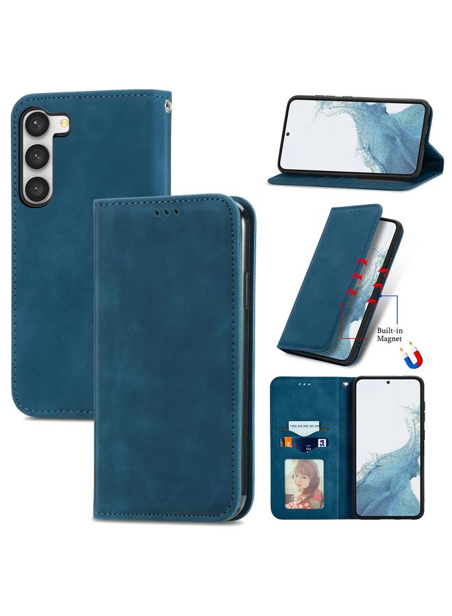 S-TOP Case For Samsung Galaxy S23 Ultra 5G Retro Skin Feel Magnetic Leather Phone Case - Image 1