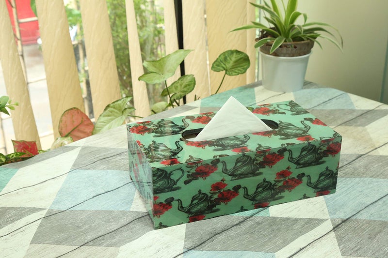 RICHTER Green Printed Tissue Box Holder/Cover - Image 1