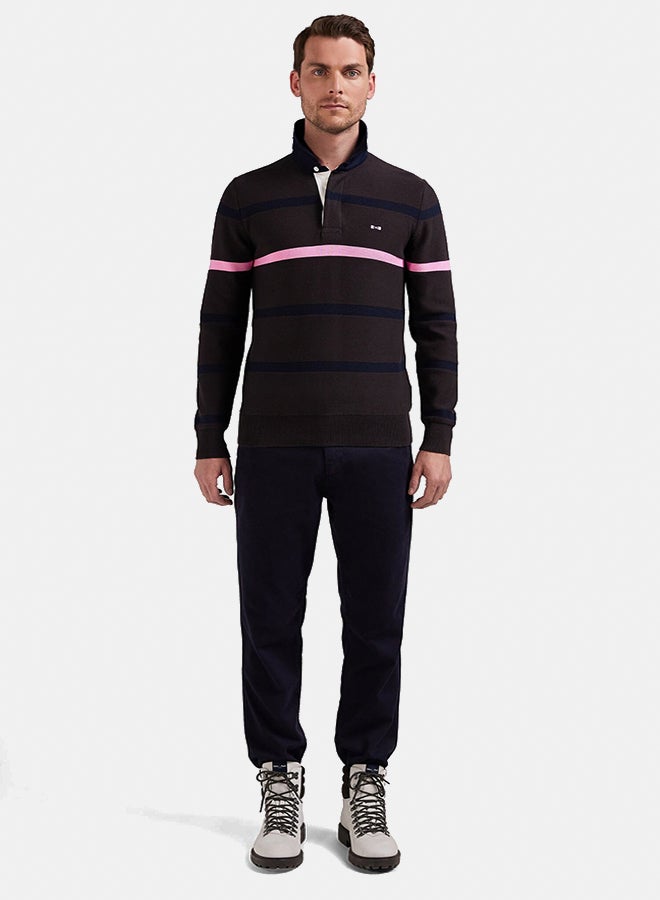 Eden Park Regular fit striped cotton polo neck sweater  - Image 5