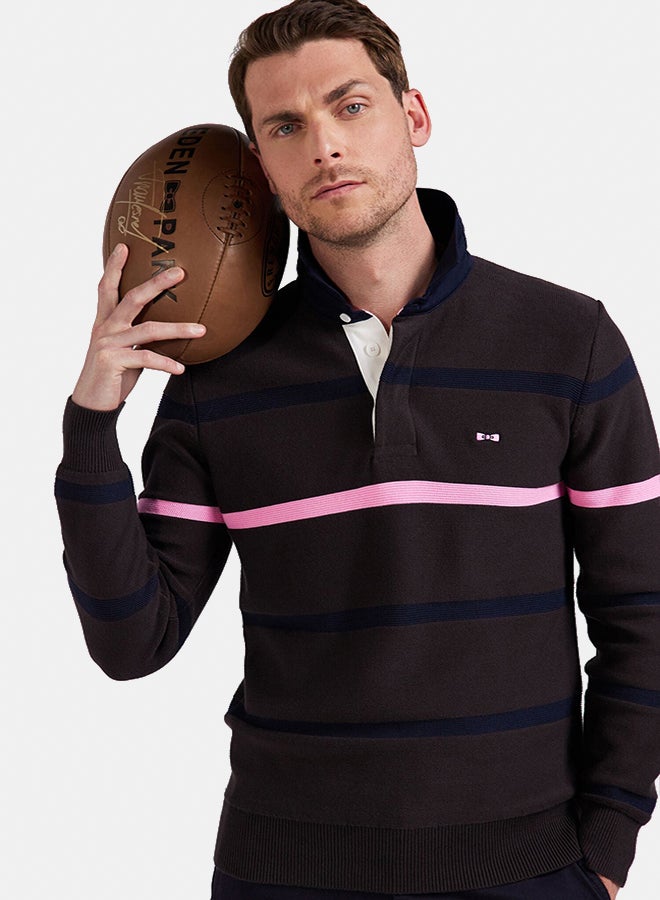 Eden Park Regular fit striped cotton polo neck sweater  - Image 2