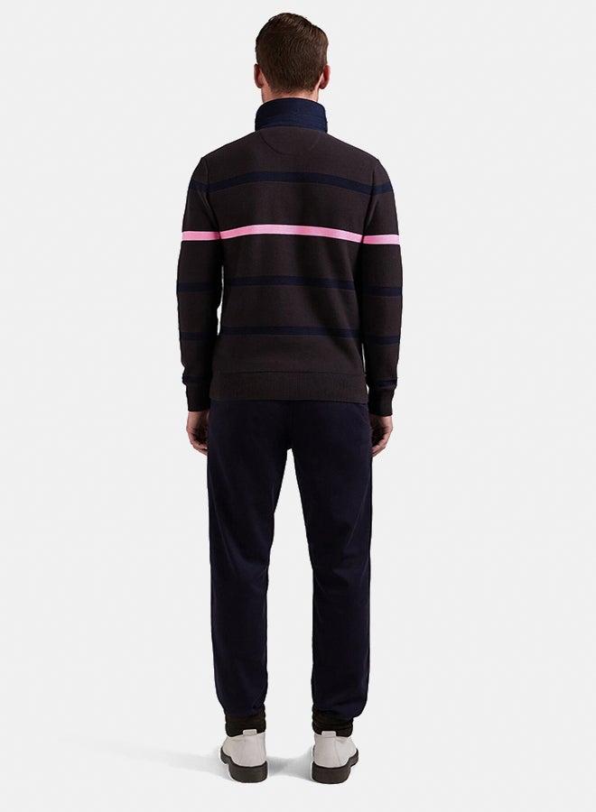 Eden Park Regular fit striped cotton polo neck sweater  - Image 4
