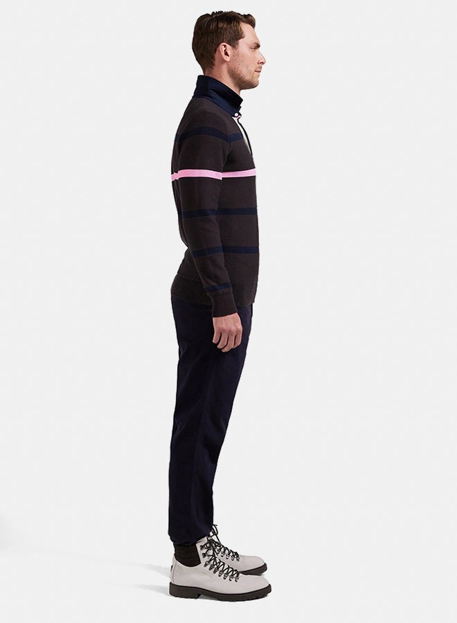 Eden Park Regular fit striped cotton polo neck sweater  - Image 3