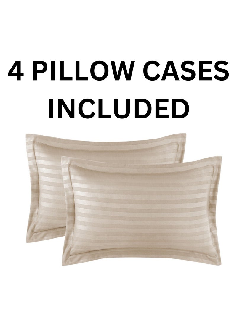 TW Premier TW Hotel Duvet Cover Stripe 220x240cm King Size 6 Pcs Set - 1 Duvet Cover 220x240cm (Without Filling) 1 Fitted Bed Sheet 200x200+30cm - 4 Pillow Cases 48x74+5cm - Quilt Cover Set - Image 5