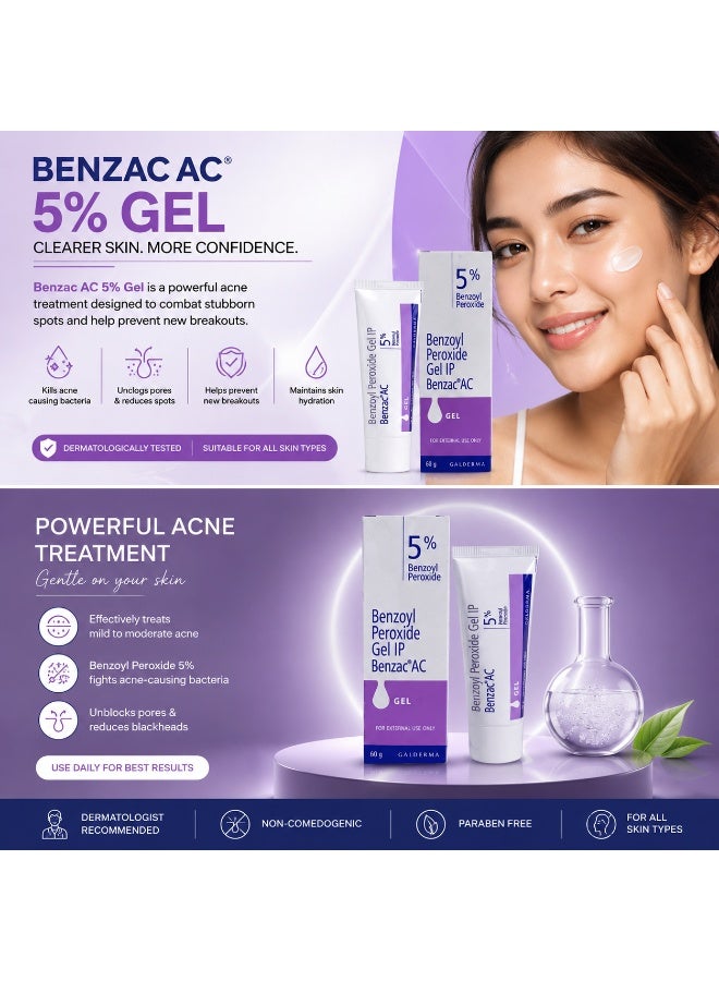 GALDERMA Benzac Ac 5% Gel 180Gm.Pack of 3. (Acne Remove Pack) - Image 3
