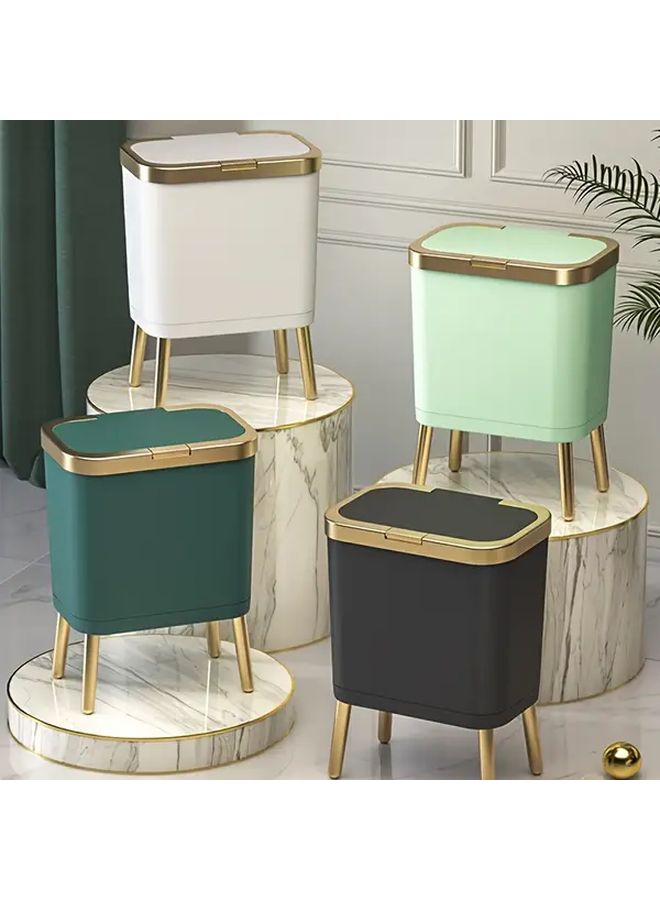 Black Gold 15L Odor Sealing Rectangular Plastic Waste Bin With Lid For Home Office Kitchen Bathroom - Image 1
