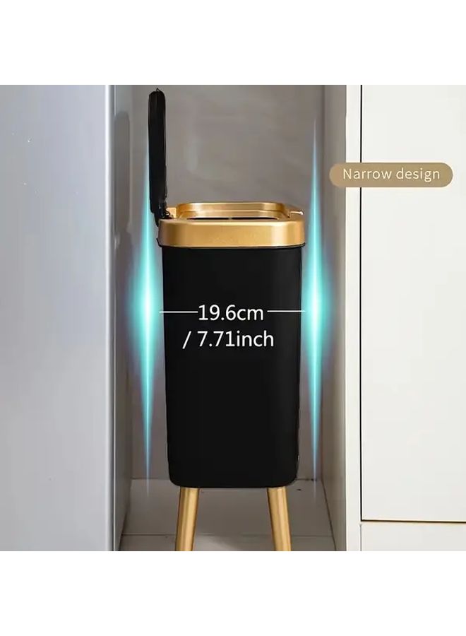 Black Gold 15L Odor Sealing Rectangular Plastic Waste Bin With Lid For Home Office Kitchen Bathroom - Image 5