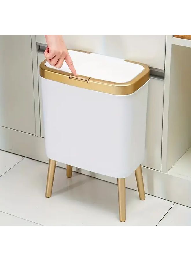 Black Gold 15L Odor Sealing Rectangular Plastic Waste Bin With Lid For Home Office Kitchen Bathroom - Image 2