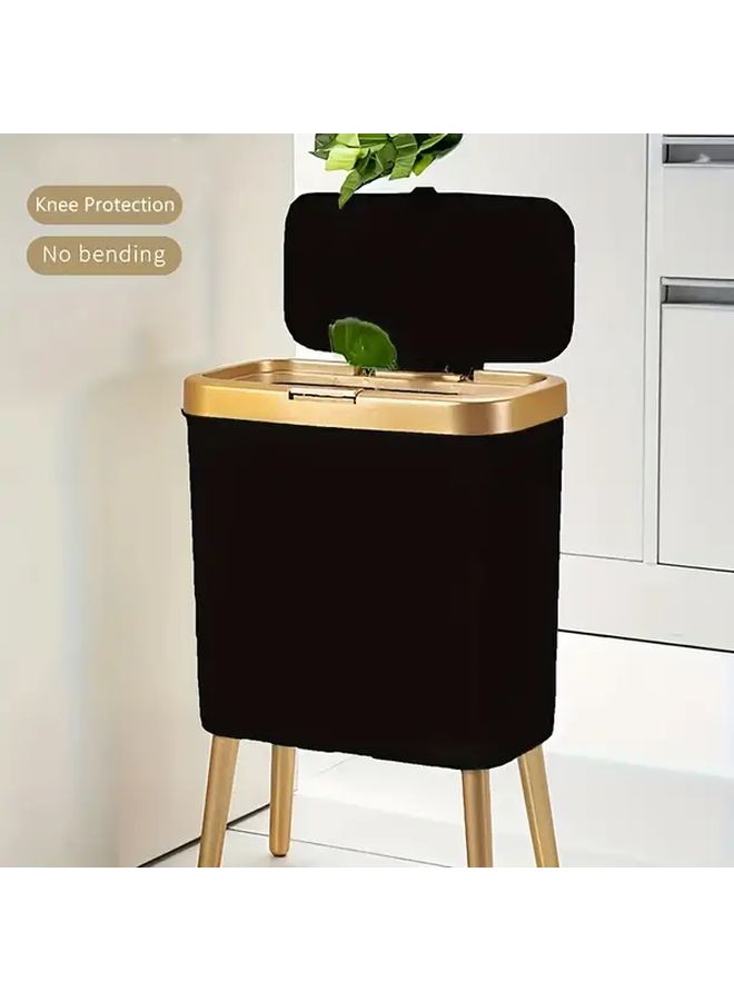 Black Gold 15L Odor Sealing Rectangular Plastic Waste Bin With Lid For Home Office Kitchen Bathroom - Image 4