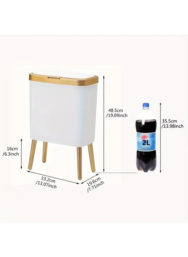Black Gold 15L Odor Sealing Rectangular Plastic Waste Bin With Lid For Home Office Kitchen Bathroom - Image 3