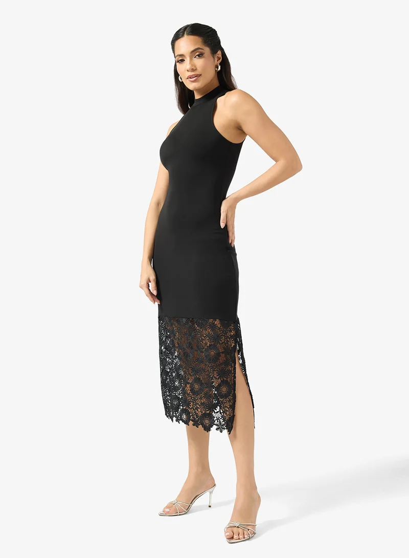 Openwork Detailed Midi Dress