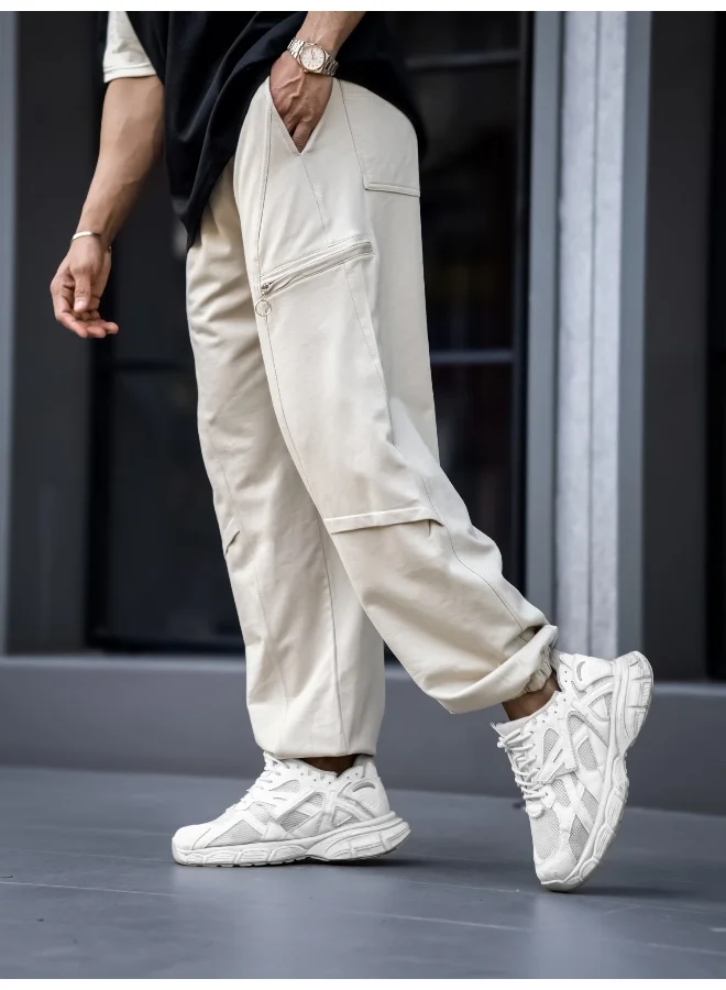 Maniac Maniac Mens Biscuit Utility Zipper Cotton Baggy Fit Pant