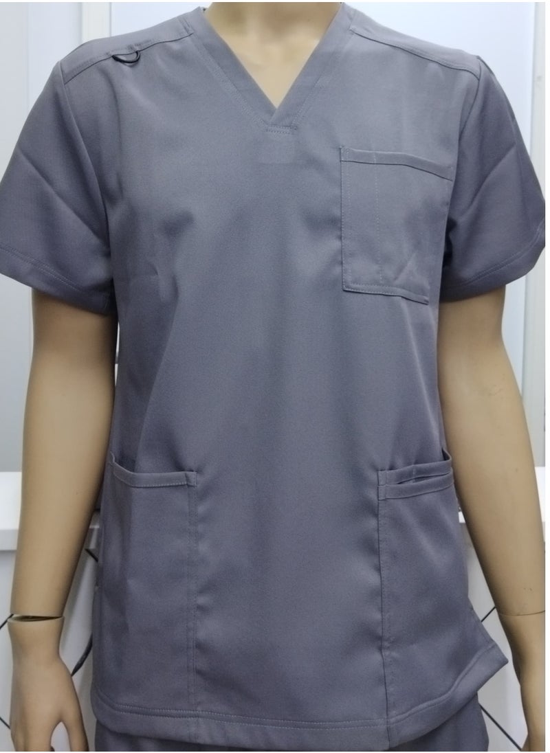 Generic - Fitup Stretchable Scrub Suits Medical Uniform Unisex Set LMS500 - Grey - Image 1