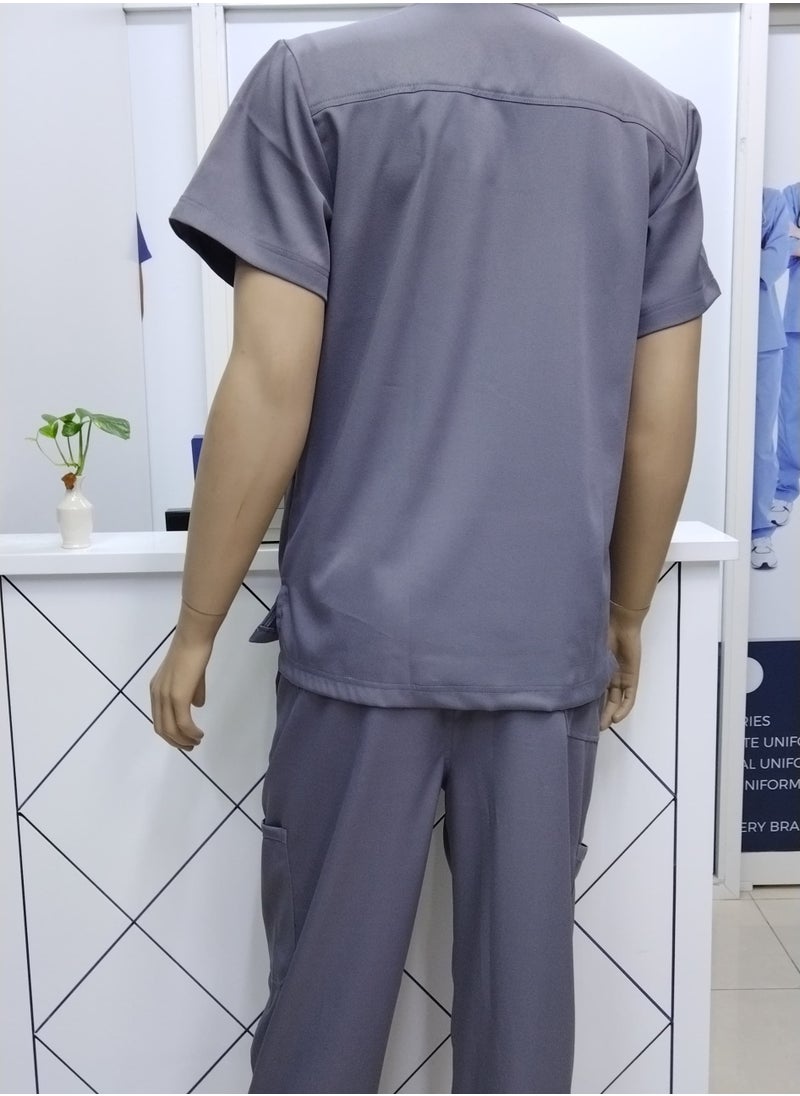 Generic - Fitup Stretchable Scrub Suits Medical Uniform Unisex Set LMS500 - Grey - Image 1