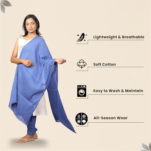 Happy Bunny Pure Cotton Dupatta for Women (2.5m) Soft, Lightweight, and Breathable Skin Chunni, Versatile Solid Color Stole for Everyday Styling and Festive Outfits - Image 2