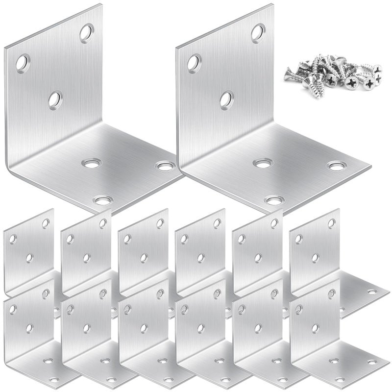 CLRBEATTY 20 Pcs Metal Corner Braces 2 Inch 90 L Brackets with Screws Stainless Steel Angle Bracket L Shape Bracket Heavy Duty Corner Brace for Wood Furniture Bookshelf Bed ChairSliver - Image 2
