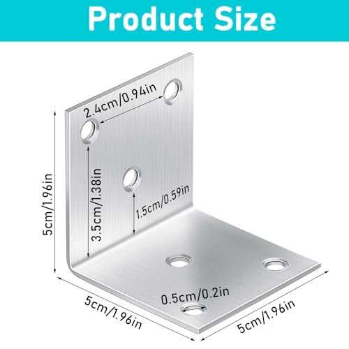 CLRBEATTY 20 Pcs Metal Corner Braces 2 Inch 90 L Brackets with Screws Stainless Steel Angle Bracket L Shape Bracket Heavy Duty Corner Brace for Wood Furniture Bookshelf Bed ChairSliver - Image 3
