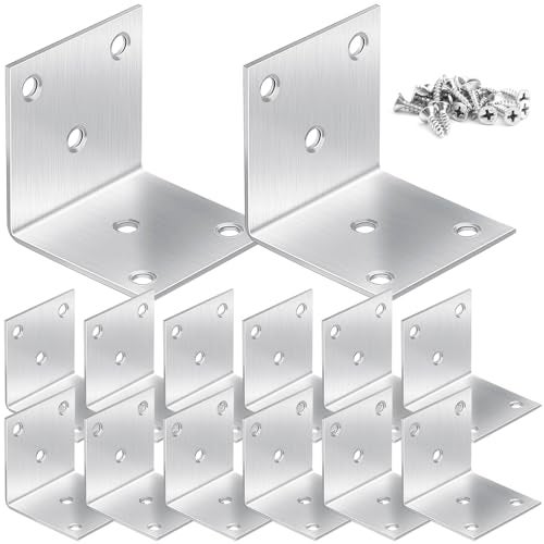 CLRBEATTY 20 Pcs Metal Corner Braces 2 Inch 90 L Brackets with Screws Stainless Steel Angle Bracket L Shape Bracket Heavy Duty Corner Brace for Wood Furniture Bookshelf Bed ChairSliver - Image 1