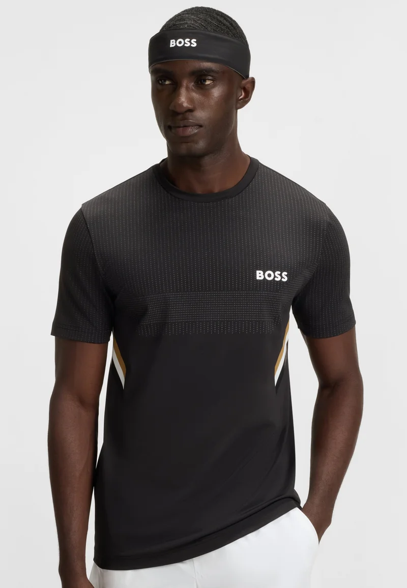 BOSS Sports headband in stretch twill with printed logo