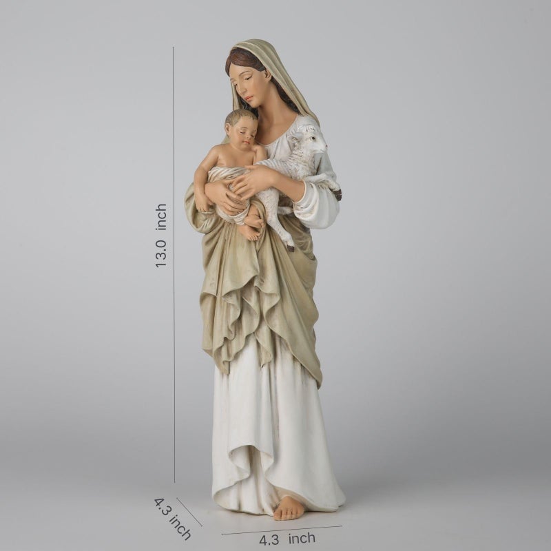 BC BUILDCLASSIC BC Catholic Innocence Statue, Madonna and Jesus Child with Lamb Figure, Virgin Mary Religious Gift, Inspirational Home dÃ©cor, 13" H, Handmade by Buildclassic - Image 4