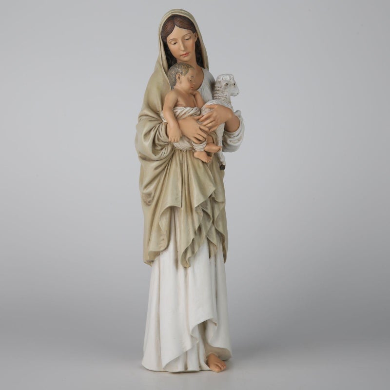 BC BUILDCLASSIC BC Catholic Innocence Statue, Madonna and Jesus Child with Lamb Figure, Virgin Mary Religious Gift, Inspirational Home dÃ©cor, 13" H, Handmade by Buildclassic - Image 5