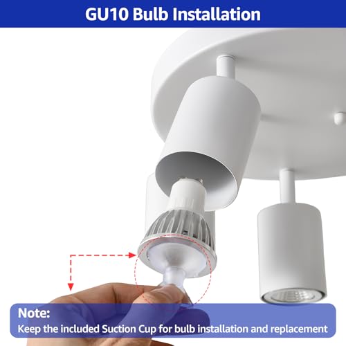 EGM Adjustable 5-Light Kitchen Spot Light Fixture, White Round Track Lighting Fixtures, GU10 Flush Mount Directional Ceiling Light for Bedroom - Image 2