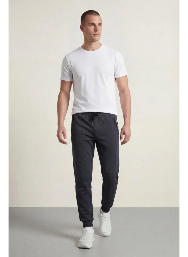 mmetalic Men's Anthracite Standard Fit Regular Cut Jogger Sweatpants with Zip Pocket and Elasticated Ankles.