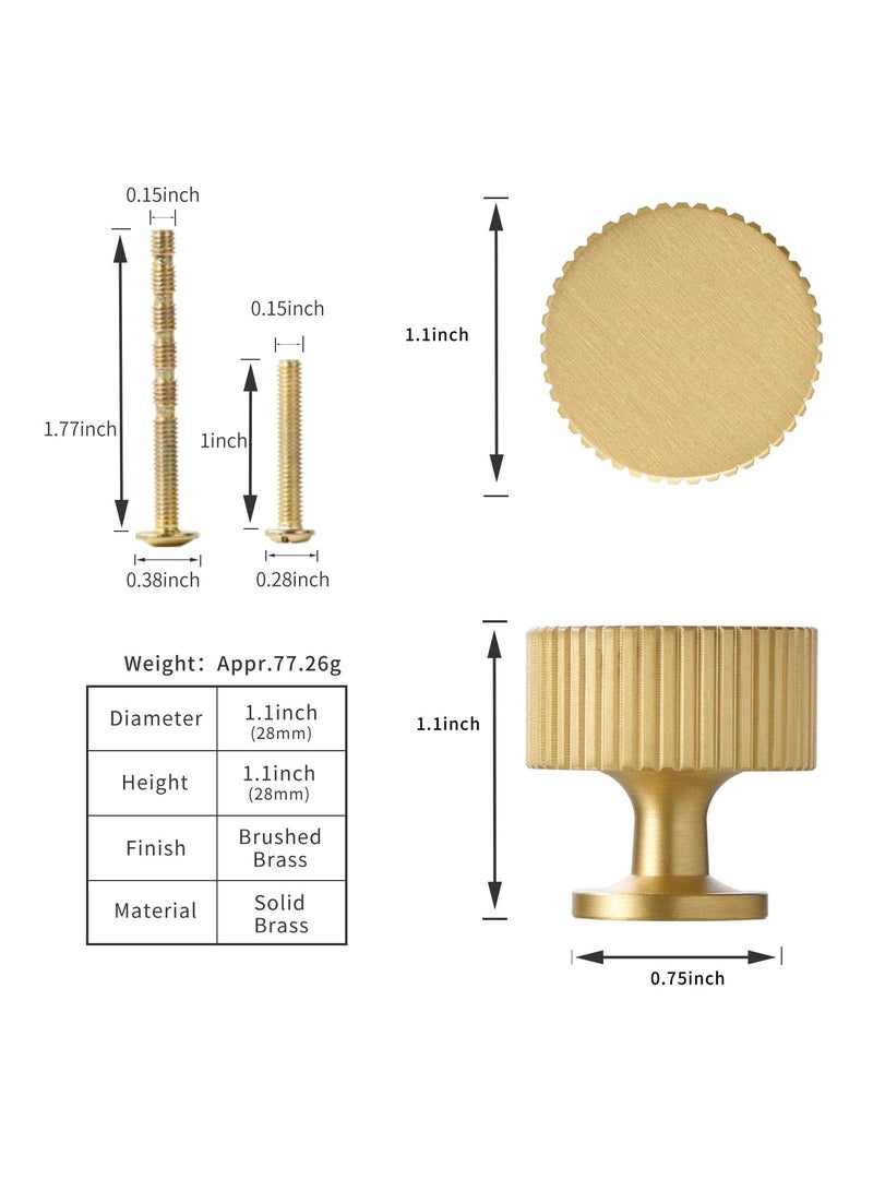 SOLARAE Solid Brass Cabinet Knob - Brush Gold Dresser Drawer Knob 2 Pack, Brass Handles for Bathroom Bedroom Closet Wardrobe,Furniture Hardware pulls - Image 2