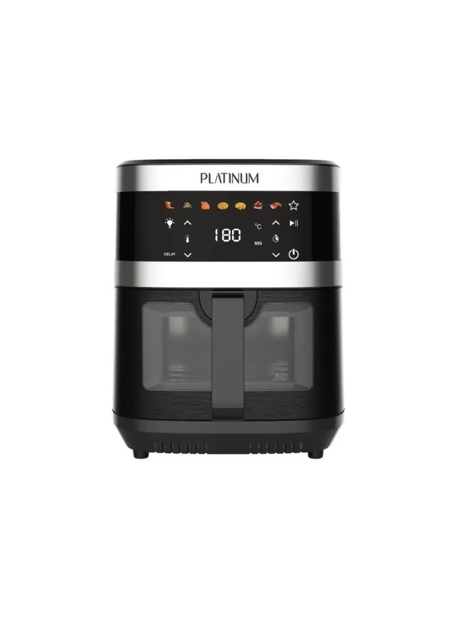 Platinum Platinum HF-905 Air Fryer Dual Heating Technology with LED Light and 7 Programs, Glass Window, 2000 Watts, 9L - Black - Image 1