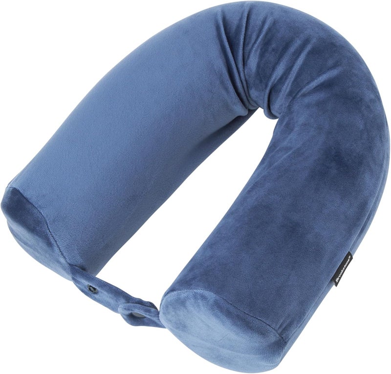 Brookstone Free Form Travel Pillow - Lightweight Flexible Memory Foam Travel Neck Pillow for Sleeping, Car, Airplane & Travel Support, Blue - Image 1