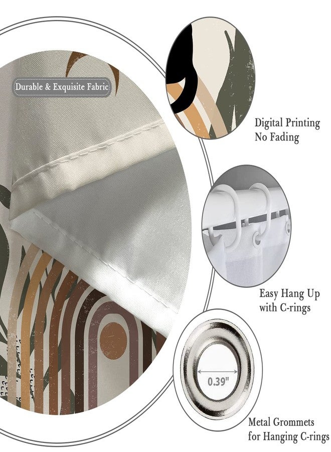 Kikiry Funny Cat Shower Curtain 60''W x 72''L Moon Boho Black Brown Terracotta Cute Moonlit Modern Abstract Mid Century Geometric Aesthetic Polyester Fabric 12 Pack Plastic Hooks - Image 3