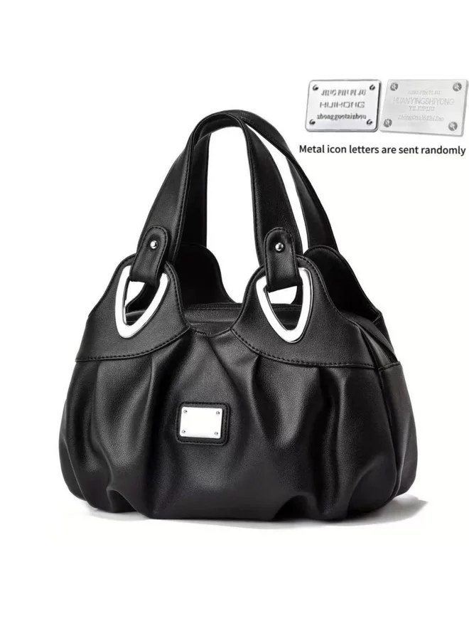 Take Two Black Dual Handle Zip Closure Handbag