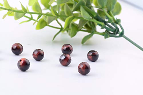 Cmidy Natural Stone Beads 100pcs 8mm Red Tiger Eye Round Genuine Real Stone Beading Loose Gemstone Hole Size 1mm DIY Charm Smooth Beads for Bracelet Necklace Earrings Jewelry Making (Red Tiger Eye, 8mm) - Image 4