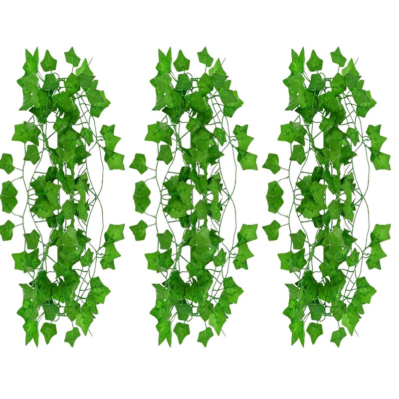 Owill 3 pack Artificial Fake Vine 21Ft Fake Ivy Fake Plants Green Leaves Hanging Vine Plant Vine Decoration for Home Kitchen Garden Office Wedding Wall