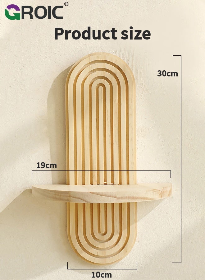 GROIC Wall Mounted Storage Shelf, Decorative Display for Home And Office, for Home Backdrop Decoration, Plant Display Shelf, Storage Shelf, Bohemian Wooden Shelf - Image 5