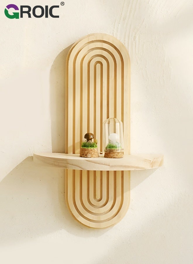 GROIC Wall Mounted Storage Shelf, Decorative Display for Home And Office, for Home Backdrop Decoration, Plant Display Shelf, Storage Shelf, Bohemian Wooden Shelf - Image 1