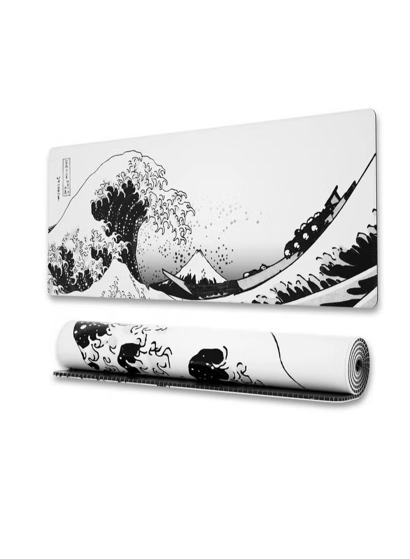 Beauenty Large Mouse Pad 900x400x3mm Extended Mouse Pad Non-Slip Rubber Base Gaming Mouse pad Office Mouse Mat Smooth Cloth Surface Desk Mat Keyboard Pads for Computers (black and white) - Image 1