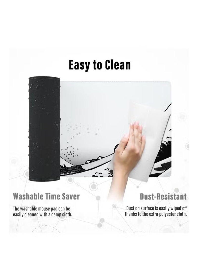 Beauenty Large Mouse Pad 900x400x3mm Extended Mouse Pad Non-Slip Rubber Base Gaming Mouse pad Office Mouse Mat Smooth Cloth Surface Desk Mat Keyboard Pads for Computers (black and white) - Image 2