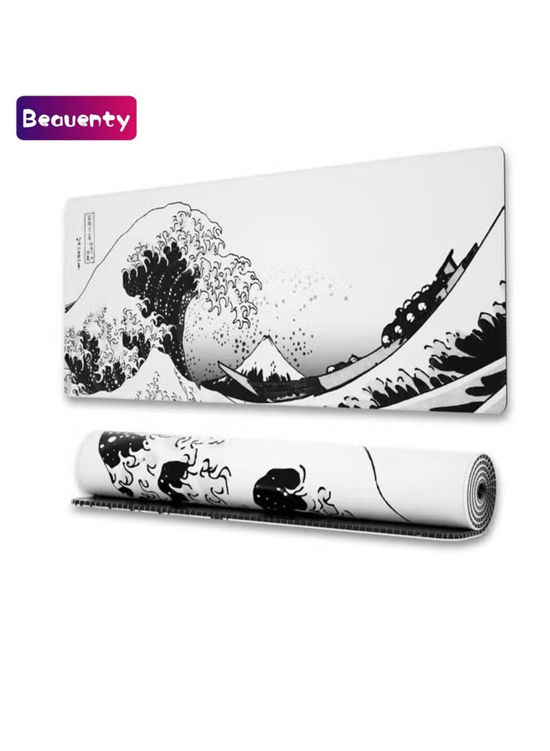 Beauenty Large Mouse Pad 900x400x3mm Extended Mouse Pad Non-Slip Rubber Base Gaming Mouse pad Office Mouse Mat Smooth Cloth Surface Desk Mat Keyboard Pads for Computers (black and white) - Image 1