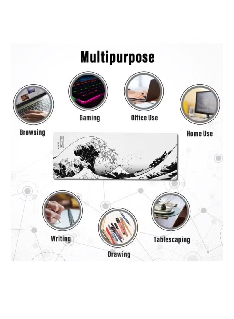 Beauenty Large Mouse Pad 900x400x3mm Extended Mouse Pad Non-Slip Rubber Base Gaming Mouse pad Office Mouse Mat Smooth Cloth Surface Desk Mat Keyboard Pads for Computers (black and white) - Image 3