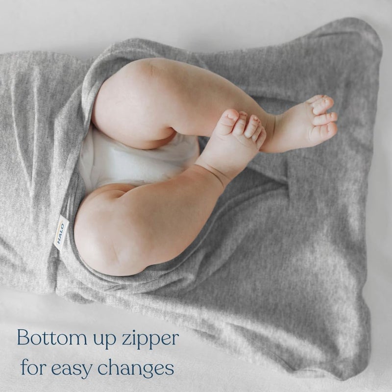 HALO 100% Cotton Sleepsack Swaddle, 3-Way Adjustable Wearable Blanket, TOG 1.5, Heather Gray, Newborn, 0-3 Months - Image 4