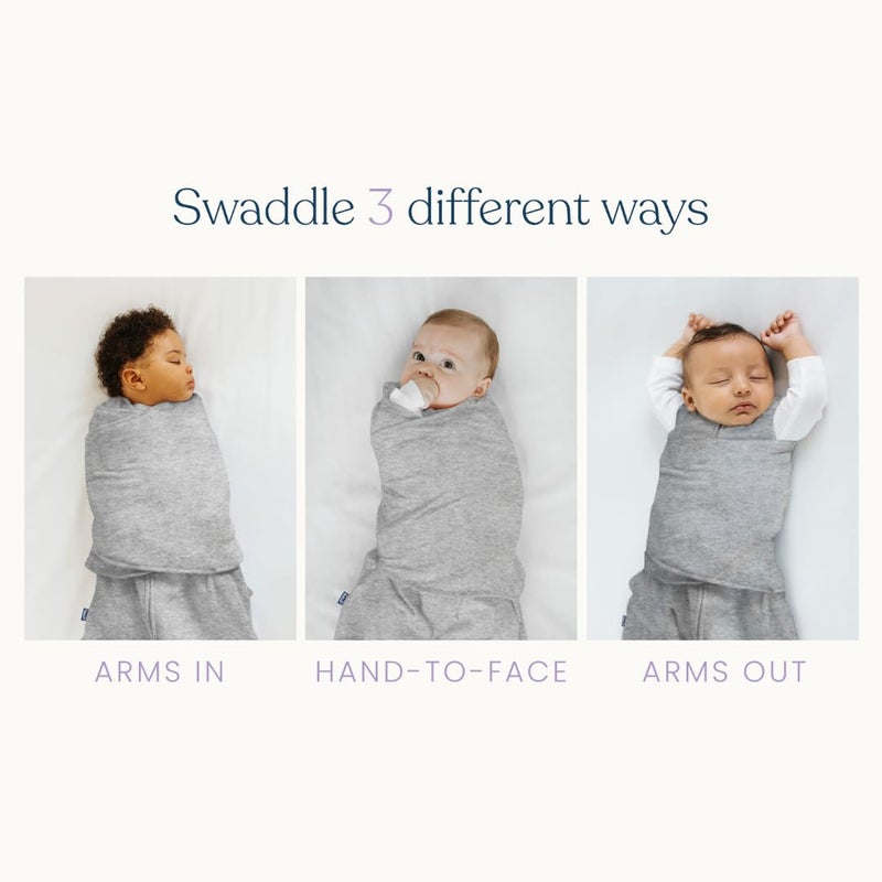 HALO 100% Cotton Sleepsack Swaddle, 3-Way Adjustable Wearable Blanket, TOG 1.5, Heather Gray, Newborn, 0-3 Months - Image 5