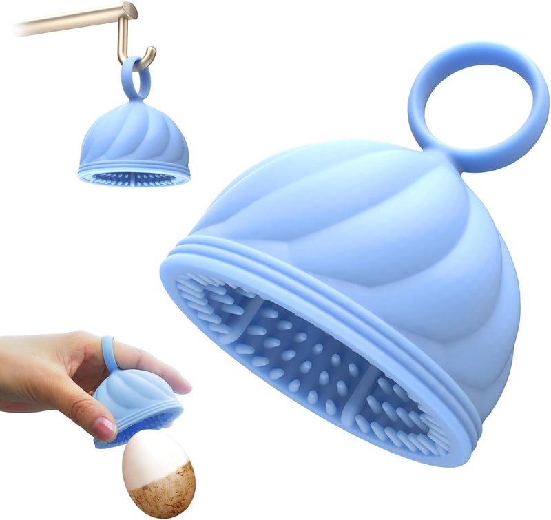 DoID Tag Egg Washer for Fresh Eggs - Upgraded 2.0 Silicone Egg Scrubber | Farm Fresh Egg & Vegetable Scrubber | Dishwasher Safe, Gentle on Shells (Blue 1 Pcs) - Image 1