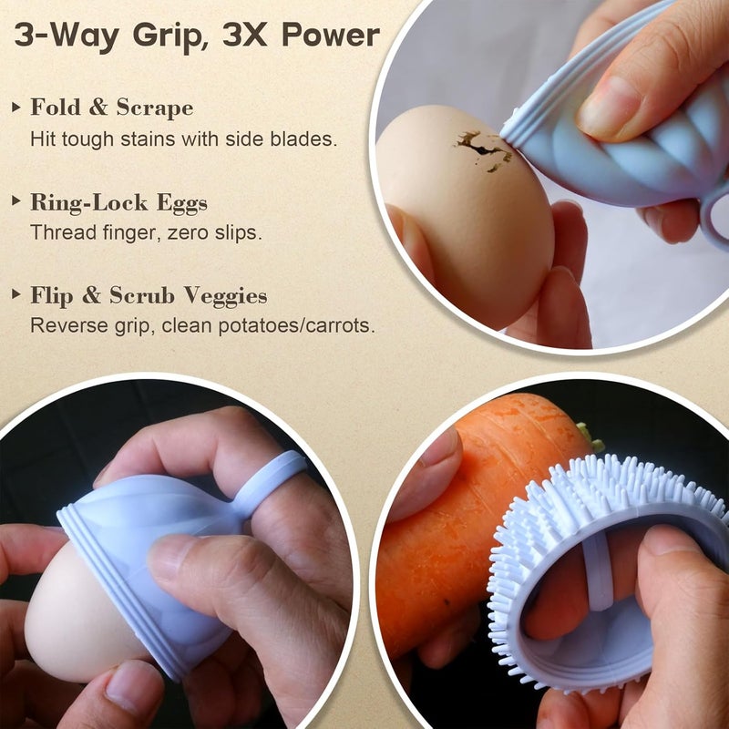 DoID Tag Egg Washer for Fresh Eggs - Upgraded 2.0 Silicone Egg Scrubber | Farm Fresh Egg & Vegetable Scrubber | Dishwasher Safe, Gentle on Shells (Blue 1 Pcs) - Image 3