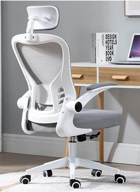 Ergonomic Office Chair, Breathable Mesh Computer Chair, Swivel Computer Task Chair, High Back Desk Chair with Wheels, Flip-up Armrests and Lumbar Support, for Office Study Room Bedroom