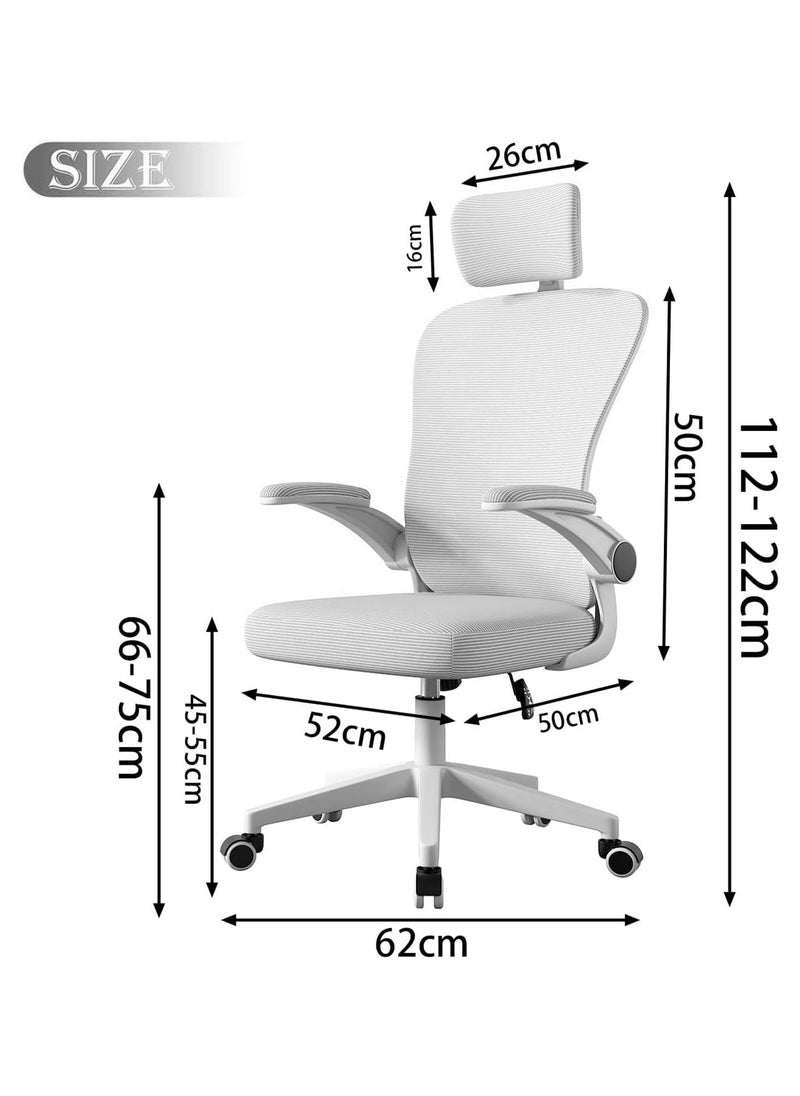 Generic - Ergonomic Office Chair, Breathable Mesh Computer Chair, Swivel Computer Task Chair, High Back Desk Chair with Wheels, Flip-up Armrests and Lumbar Support, for Office Study Room Bedroom - Image 1
