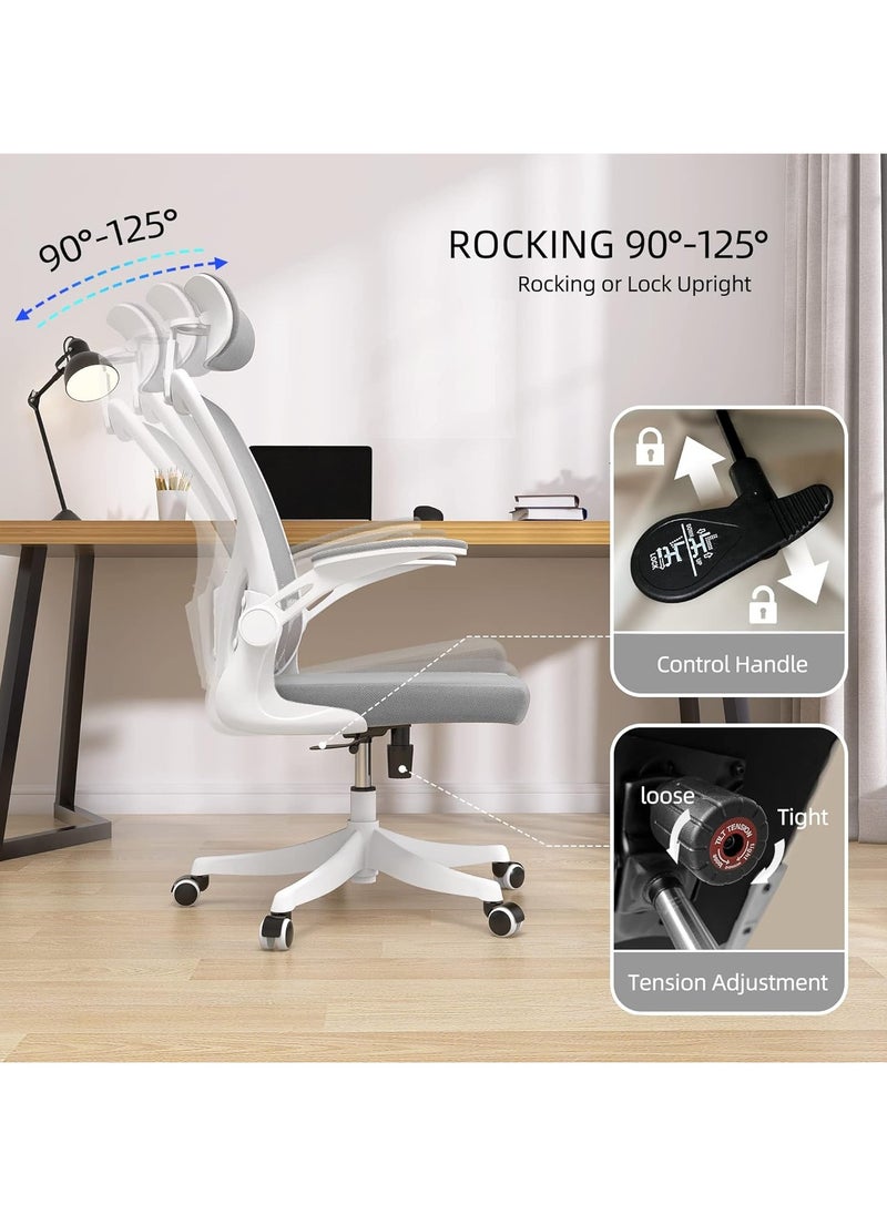 Generic - Ergonomic Office Chair, Breathable Mesh Computer Chair, Swivel Computer Task Chair, High Back Desk Chair with Wheels, Flip-up Armrests and Lumbar Support, for Office Study Room Bedroom - Image 1
