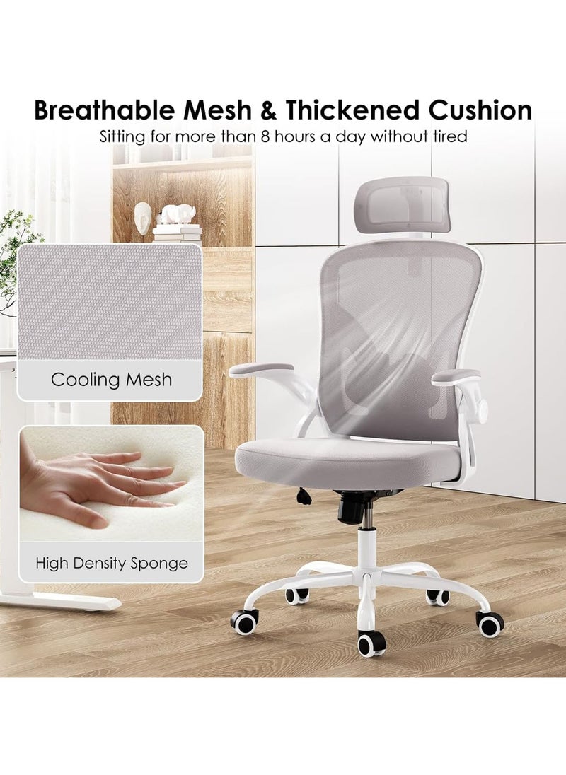 Generic - Ergonomic Office Chair, Breathable Mesh Computer Chair, Swivel Computer Task Chair, High Back Desk Chair with Wheels, Flip-up Armrests and Lumbar Support, for Office Study Room Bedroom - Image 1